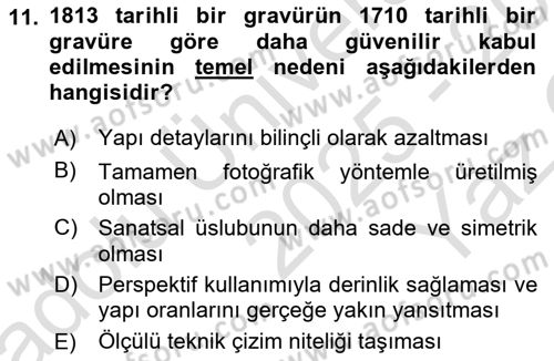 Restorasyon ve Koruma İlkeleri Dersi 2025 - 2026 Yılı Yaz Okulu Sınav Soruları 11. Soru
