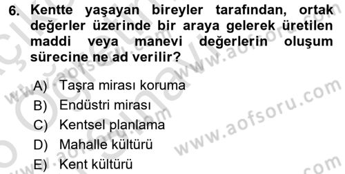 Restorasyon ve Koruma İlkeleri Dersi 2025 - 2026 Yılı Yaz Okulu Sınav Soruları 6. Soru