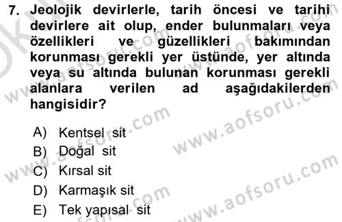 Restorasyon ve Koruma İlkeleri Dersi 2025 - 2026 Yılı Yaz Okulu Sınav Soruları 7. Soru
