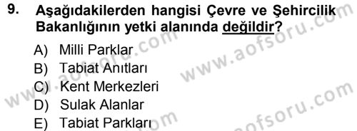 Kültürel Miras Yönetimi Dersi 2014 - 2015 Yılı Tek Ders Sınav Soruları 9. Soru