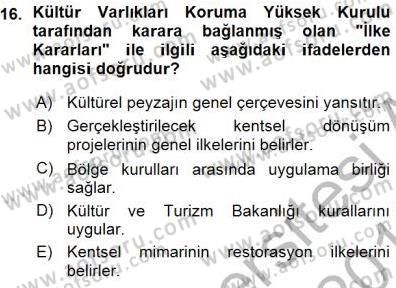 Kültürel Miras Yönetimi Dersi 2015 - 2016 Yılı (Vize) Ara Sınav Soruları 16. Soru