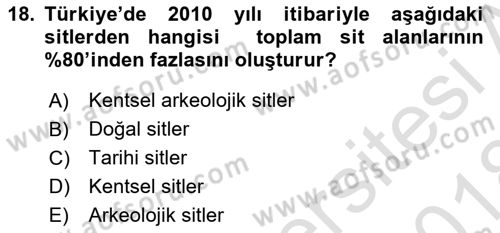 Kültürel Miras Yönetimi Dersi 2017 - 2018 Yılı (Vize) Ara Sınav Soruları 18. Soru