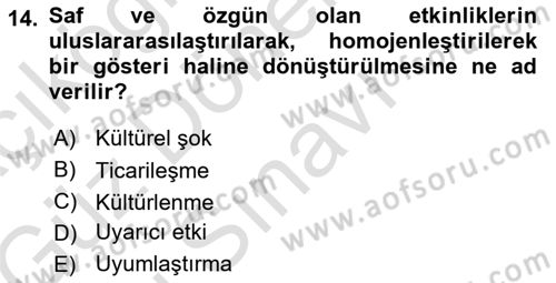 Kültürel Miras Yönetimi Dersi 2019 - 2020 Yılı (Final) Dönem Sonu Sınav Soruları 14. Soru