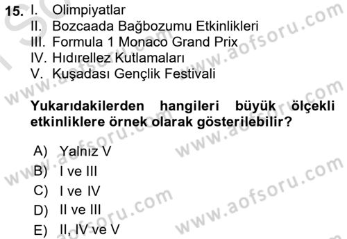 Kültürel Miras Yönetimi Dersi 2019 - 2020 Yılı (Final) Dönem Sonu Sınav Soruları 15. Soru