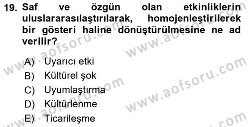 Kültürel Miras Yönetimi Dersi 2021 - 2022 Yılı (Final) Dönem Sonu Sınav Soruları 19. Soru