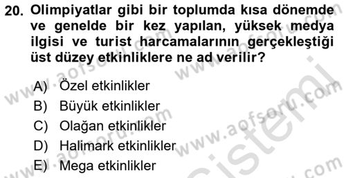Kültürel Miras Yönetimi Dersi 2021 - 2022 Yılı (Final) Dönem Sonu Sınav Soruları 20. Soru