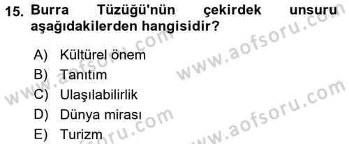 Kültürel Miras Yönetimi Dersi 2021 - 2022 Yılı Yaz Okulu Sınav Soruları 15. Soru