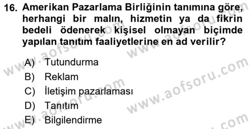 Kültürel Miras Yönetimi Dersi 2021 - 2022 Yılı Yaz Okulu Sınav Soruları 16. Soru