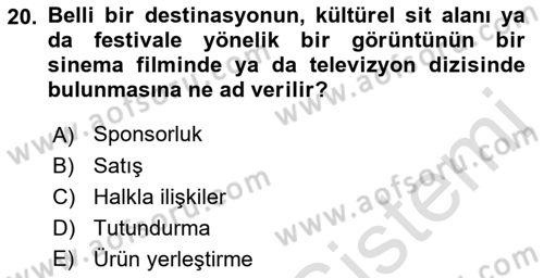Kültürel Miras Yönetimi Dersi 2021 - 2022 Yılı Yaz Okulu Sınav Soruları 20. Soru
