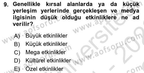 Kültürel Miras Yönetimi Dersi 2021 - 2022 Yılı Yaz Okulu Sınav Soruları 9. Soru