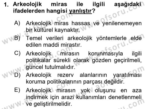 Kültürel Miras Yönetimi Dersi 2022 - 2023 Yılı Yaz Okulu Sınav Soruları 1. Soru