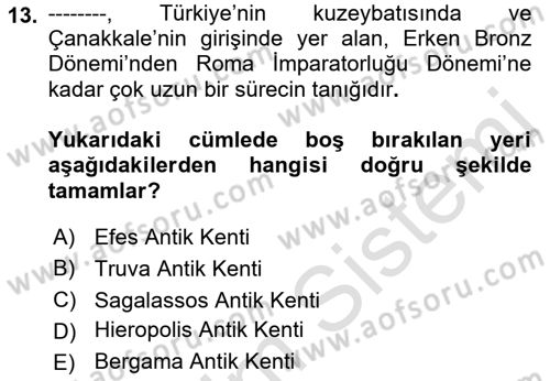 Kültürel Miras Yönetimi Dersi 2022 - 2023 Yılı Yaz Okulu Sınav Soruları 13. Soru