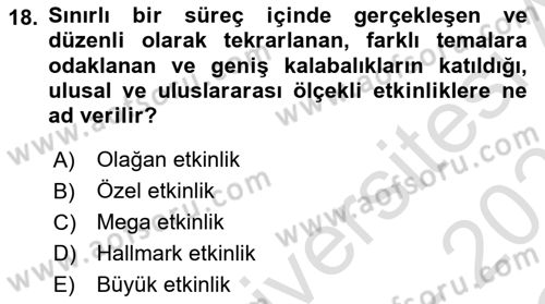 Kültürel Miras Yönetimi Dersi 2022 - 2023 Yılı Yaz Okulu Sınav Soruları 18. Soru