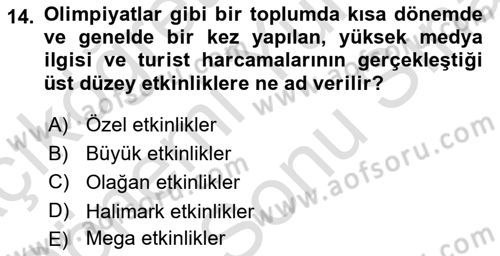 Kültürel Miras Yönetimi Dersi 2023 - 2024 Yılı (Final) Dönem Sonu Sınav Soruları 14. Soru