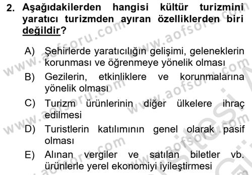 Kültürel Miras Yönetimi Dersi 2023 - 2024 Yılı (Final) Dönem Sonu Sınav Soruları 2. Soru