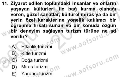 Kültürel Miras Yönetimi Dersi 2024 - 2025 Yılı (Vize) Ara Sınav Soruları 11. Soru