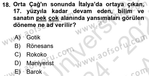 Kültürel Miras Yönetimi Dersi 2024 - 2025 Yılı (Vize) Ara Sınav Soruları 18. Soru