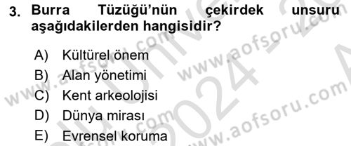 Kültürel Miras Yönetimi Dersi 2024 - 2025 Yılı (Vize) Ara Sınav Soruları 3. Soru