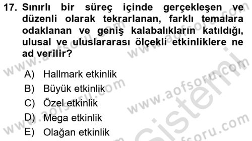 Kültürel Miras Yönetimi Dersi 2024 - 2025 Yılı (Final) Dönem Sonu Sınav Soruları 17. Soru