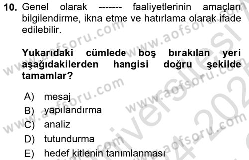 Kültürel Miras Yönetimi Dersi 2024 - 2025 Yılı Yaz Okulu Sınav Soruları 10. Soru