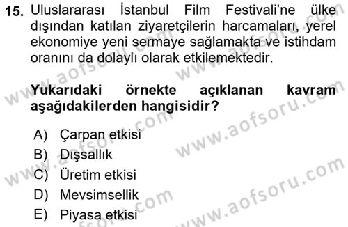 Kültürel Miras Yönetimi Dersi 2024 - 2025 Yılı Yaz Okulu Sınav Soruları 15. Soru