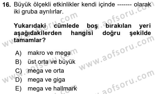 Kültürel Miras Yönetimi Dersi 2024 - 2025 Yılı Yaz Okulu Sınav Soruları 16. Soru