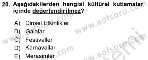 Kültürel Miras Yönetimi Dersi 2024 - 2025 Yılı Yaz Okulu Sınav Soruları 20. Soru