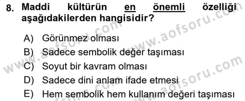 Kültürel Miras Yönetimi Dersi 2025 - 2026 Yılı (Vize) Ara Sınav Soruları 8. Soru