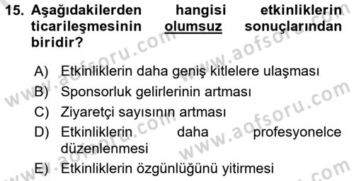 Kültürel Miras Yönetimi Dersi 2025 - 2026 Yılı (Final) Dönem Sonu Sınav Soruları 15. Soru