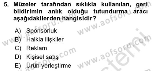 Kültürel Miras Yönetimi Dersi 2025 - 2026 Yılı (Final) Dönem Sonu Sınav Soruları 5. Soru