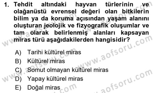 Kültürel Miras Yönetimi Dersi 2025 - 2026 Yılı Yaz Okulu Sınav Soruları 1. Soru