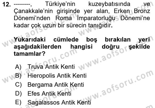 Kültürel Miras Yönetimi Dersi 2025 - 2026 Yılı Yaz Okulu Sınav Soruları 12. Soru