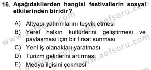 Kültürel Miras Yönetimi Dersi 2025 - 2026 Yılı Yaz Okulu Sınav Soruları 16. Soru