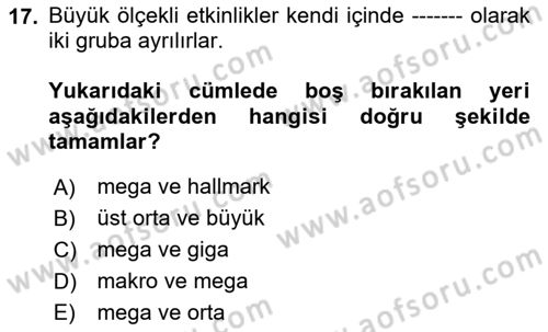 Kültürel Miras Yönetimi Dersi 2025 - 2026 Yılı Yaz Okulu Sınav Soruları 17. Soru
