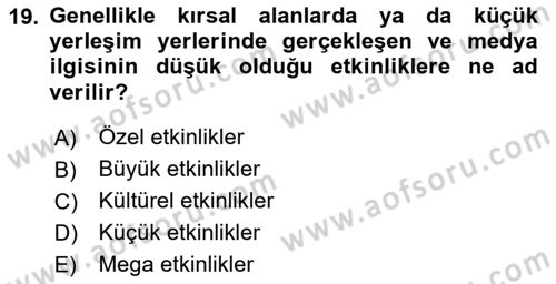 Kültürel Miras Yönetimi Dersi 2025 - 2026 Yılı Yaz Okulu Sınav Soruları 19. Soru