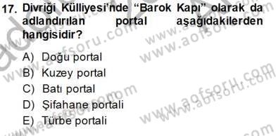 Türkiye´nin Kültürel Mirası 1 Dersi 2014 - 2015 Yılı (Vize) Ara Sınav Soruları 17. Soru