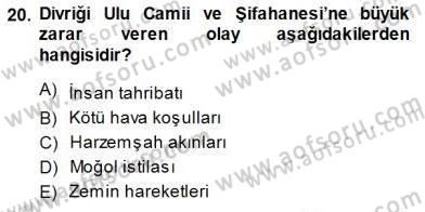 Türkiye´nin Kültürel Mirası 1 Dersi 2014 - 2015 Yılı (Vize) Ara Sınav Soruları 20. Soru