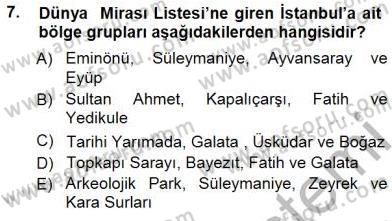 Türkiye´nin Kültürel Mirası 1 Dersi 2014 - 2015 Yılı (Vize) Ara Sınav Soruları 7. Soru