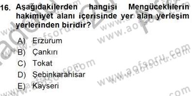 Türkiye´nin Kültürel Mirası 1 Dersi 2015 - 2016 Yılı (Vize) Ara Sınav Soruları 16. Soru