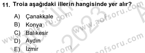 Türkiye´nin Kültürel Mirası 1 Dersi 2023 - 2024 Yılı (Vize) Ara Sınav Soruları 11. Soru