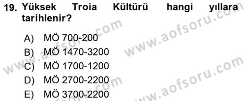 Türkiye´nin Kültürel Mirası 1 Dersi 2023 - 2024 Yılı (Vize) Ara Sınav Soruları 19. Soru