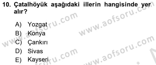 Türkiye´nin Kültürel Mirası 1 Dersi 2023 - 2024 Yılı Yaz Okulu Sınav Soruları 10. Soru