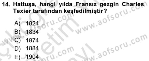 Türkiye´nin Kültürel Mirası 1 Dersi 2023 - 2024 Yılı Yaz Okulu Sınav Soruları 14. Soru