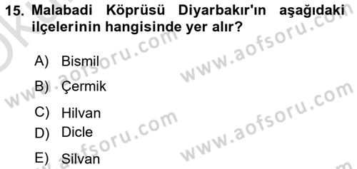 Türkiye´nin Kültürel Mirası 1 Dersi 2023 - 2024 Yılı Yaz Okulu Sınav Soruları 15. Soru