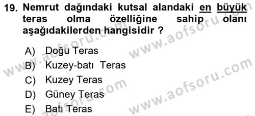 Türkiye´nin Kültürel Mirası 1 Dersi 2023 - 2024 Yılı Yaz Okulu Sınav Soruları 19. Soru