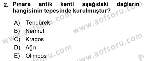 Türkiye´nin Kültürel Mirası 1 Dersi 2023 - 2024 Yılı Yaz Okulu Sınav Soruları 2. Soru