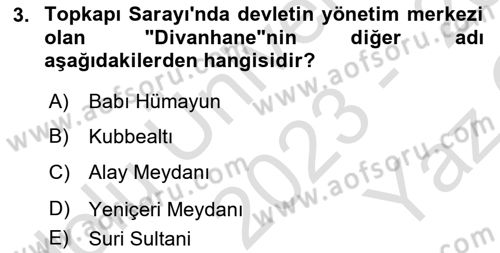 Türkiye´nin Kültürel Mirası 1 Dersi 2023 - 2024 Yılı Yaz Okulu Sınav Soruları 3. Soru