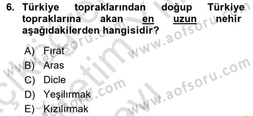 Türkiye´nin Kültürel Mirası 1 Dersi 2023 - 2024 Yılı Yaz Okulu Sınav Soruları 6. Soru