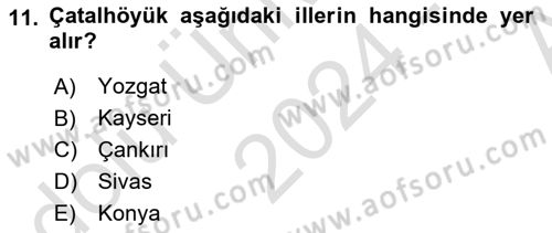 Türkiye´nin Kültürel Mirası 1 Dersi 2024 - 2025 Yılı (Vize) Ara Sınav Soruları 11. Soru