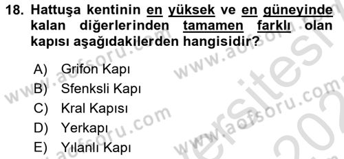 Türkiye´nin Kültürel Mirası 1 Dersi 2024 - 2025 Yılı (Vize) Ara Sınav Soruları 18. Soru